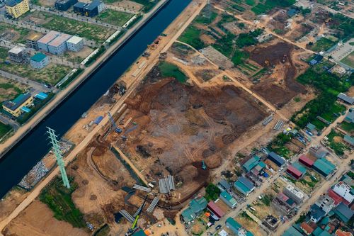 Cận cảnh công trường hồ điều hòa 858 tỷ đồng ở phía Tây Hà Nội