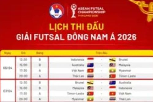 Lịch thi đấu giải futsal Đông Nam Á 2026