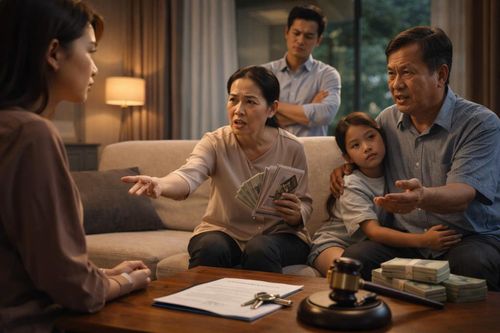 Ly hôn, bố mẹ chồng đòi con dâu 1 tỷ tiền trông cháu và ăn ở được không?