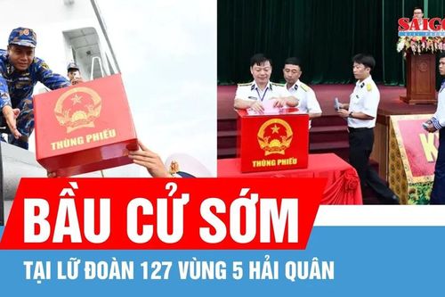 Cán bộ, chiến sĩ Lữ đoàn 127, Vùng 5 Hải quân đi bầu cử sớm