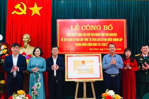 Công bố Di tích cấp tỉnh 'Di tích lịch sử địa điểm thành lập Trung đoàn Công binh 151 (1951)'