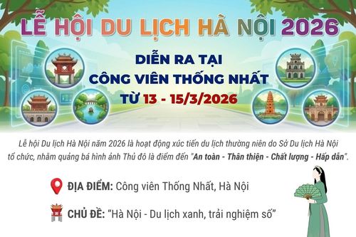 Lễ hội Du lịch Hà Nội 2026 diễn ra tại Công viên Thống Nhất từ 13 - 15/3/2026