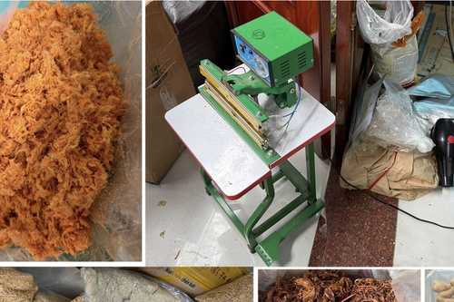 Thanh Hóa: Phát hiện gần 2 tấn ruốc, đồ ăn vặt không rõ nguồn gốc