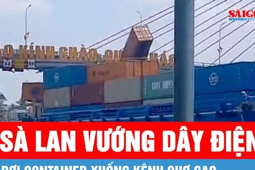 Vì sao sà lan vướng dây điện, làm rơi container xuống kênh Chợ Gạo?