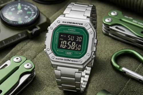 Casio thêm đồng hồ số W218HD-3AV giá rẻ với mặt xanh lạ mắt, pin dùng tới 7 năm