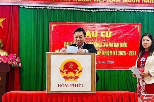 Cử tri quê hương cách mạng Mường Chanh nô nức tham gia bầu cử