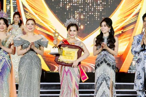 Hồng Lan đăng quang Hoa hậu Nhân ái, xúc động cảm ơn người chồng đã sát cánh suốt cuộc thi