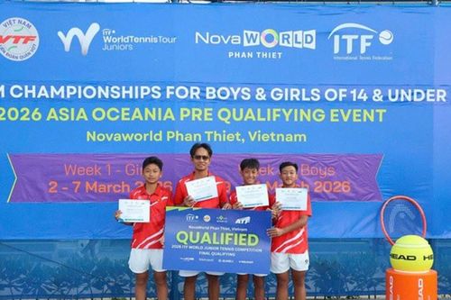 U14 Việt Nam vô địch giải quần vợt ITF 2026 sau khi đánh bại Uzbekistan 2-0