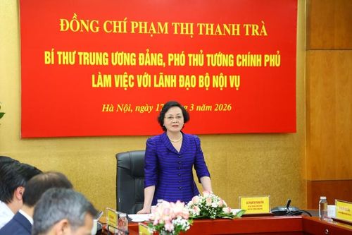 Phó Thủ tướng Phạm Thị Thanh Trà giao nhiệm vụ trọng tâm, cấp bách cho Bộ Nội vụ