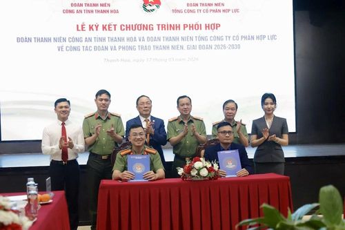 Ký kết chương trình phối hợp giữa Đoàn Thanh niên Công an tỉnh Thanh Hóa và Đoàn Thanh niên Tổng Công ty CP Hợp Lực