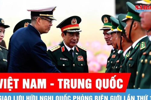 Đại tướng Phan Văn Giang và Thượng tướng Đổng Quân thăm Đồn Biên phòng Trà Cổ