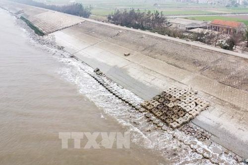 Khẩn trương khắc phục sự cố trên tuyến đê biển Hải Thịnh