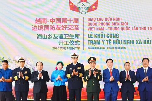 Bộ trưởng Bộ Quốc phòng Việt Nam và Bộ trưởng Bộ Quốc phòng Trung Quốc dự lễ khởi công Trạm Y tế hữu nghị xã Hải Sơn, tỉnh Quảng Ninh