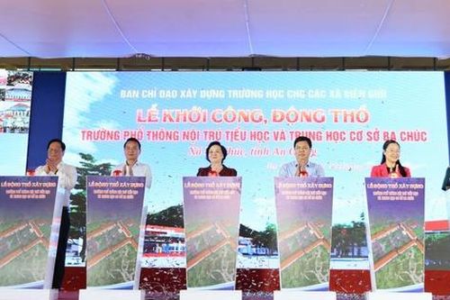 Phó Thủ tướng Phạm Thị Thanh Trà dự lễ khởi công Trường Phổ thông nội trú liên cấp Ba Chúc, tỉnh An Giang