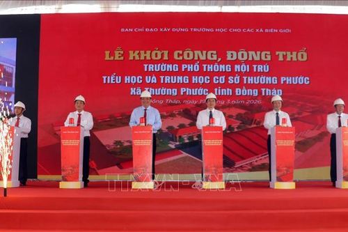 Khởi công xây dựng trường nội trú liên cấp ở xã biên giới Thường Phước, Đồng Tháp