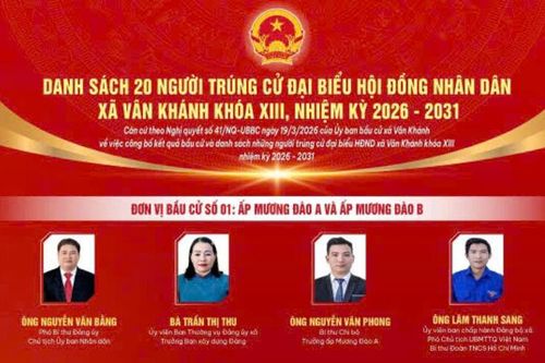 Danh sách 20 người trúng cử đại biểu HĐND xã Vân Khánh khóa XIII, nhiệm kỳ 2026 - 2031