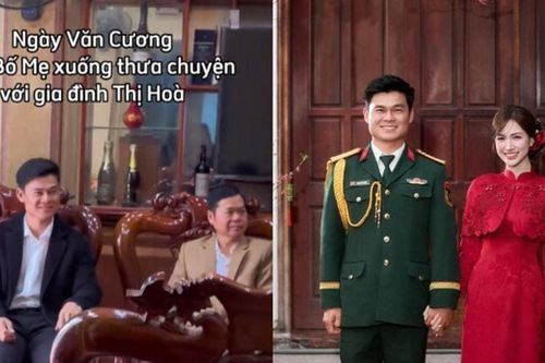Hòa Minzy hé lộ khoảnh khắc Đại úy Thăng Văn Cương sang nhà thưa chuyện cưới xin