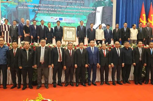 Lãnh đạo tỉnh Quảng Trị tham dự lễ đón nhận danh hiệu Di sản thiên nhiên thế giới Vườn Quốc gia Hin Nam Nô (Lào)