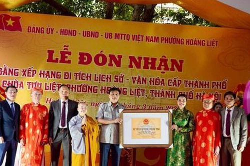 Phường Hoàng Liệt: Đón nhận Bằng xếp hạng di tích lịch sử - văn hóa cấp Thành phố chùa Tựu Liệt