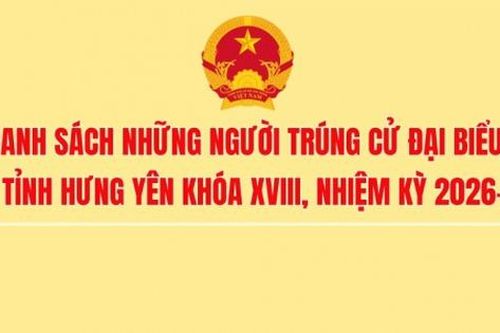 Danh sách trúng cử đại biểu HĐND tỉnh Hưng Yên nhiệm kỳ 2026 - 2031