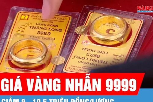 Giá vàng nhẫn 9999 chiều nay giảm 8 - 10,5 triệu đồng/lượng