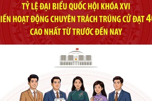 Tỷ lệ ĐBQH dự kiến hoạt động chuyên trách trúng cử cao nhất từ trước đến nay