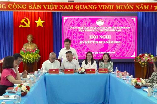 Cụm thi đua Mặt trận các phường phía Nam tỉnh Khánh Hòa ký kết thi đua năm 2026