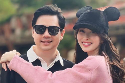 Hoa hậu Việt Nam Đặng Thu Thảo tình tứ bên chồng