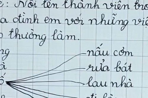 Bé học sinh đạt điểm 9 bài tập tiếng Việt nói về gia đình, lời phê của cô giáo khiến mẹ 'đỏ mặt'