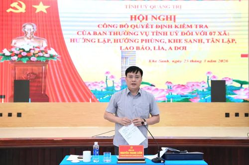 Đoàn kiểm tra của Ban Thường vụ Tỉnh ủy làm việc với các địa phương
