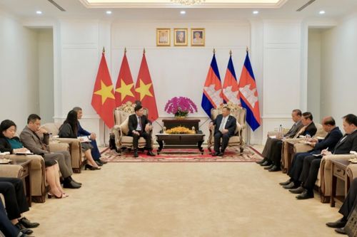 Ủy viên Trung ương Đảng, Phó Bí thư Thường trực Đảng ủy Bộ, Thứ trưởng Bộ Ngoại giao Nguyễn Mạnh Cường thăm, làm việc tại Campuchia