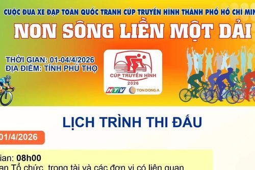 Lịch trình thi đấu Cuộc đua xe đạp toàn quốc tranh Cúp truyền hình TP. Hồ Chí Minh năm 2026