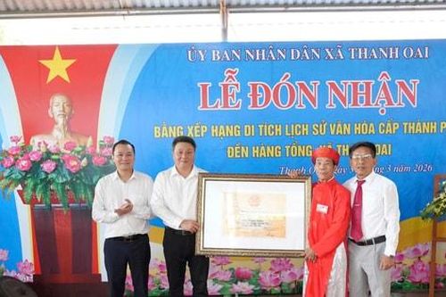 Xã Thanh Oai đón nhận Bằng xếp hạng Di tích lịch sử - văn hóa cấp thành phố