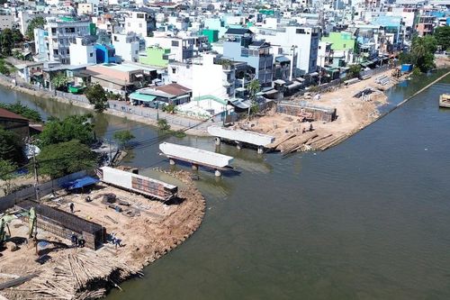 Toàn cảnh dự án hơn 7.300 tỷ đồng bên bờ Bắc kênh Đôi sau hơn 7 tháng thi công