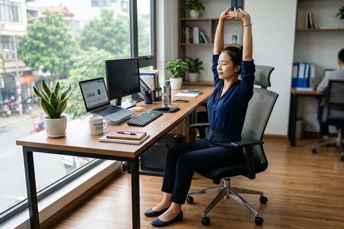 3 động tác đơn giản ngay tại chỗ giúp giảm mệt mỏi