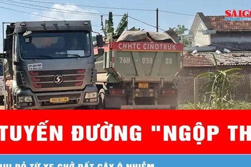 Người dân 'than trời' vì xe chở đất mỏ An Hội gây ô nhiễm, mất an toàn