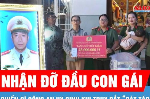 Nhận đỡ đầu con gái chiến sĩ công an hy sinh khi truy bắt 'cát tặc'