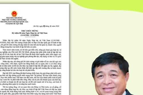 Phó thủ tướng Nguyễn Chí Dũng gửi thư chúc mừng khu vực Hợp tác xã