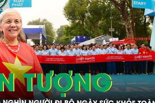 Ấn tượng hàng nghìn người đi bộ diễu hành hưởng ứng Ngày Sức khỏe toàn dân