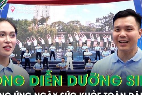 Hơn 500 người tham gia đồng diễn dưỡng sinh tại Hà Nội, hưởng ứng Ngày Sức khỏe toàn dân 7/4