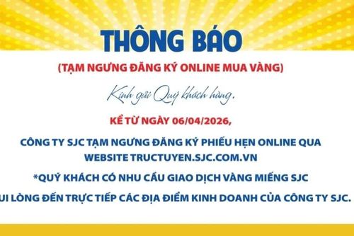Công ty SJC dừng bán vàng miếng SJC trực tuyến