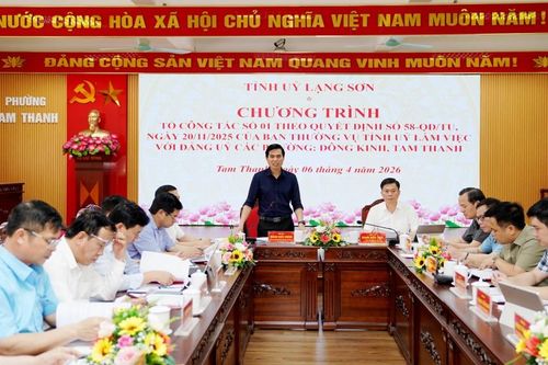 Đồng chí Bí thư Tỉnh ủy làm việc với Đảng ủy phường Đông Kinh và phường Tam Thanh
