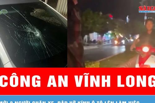 Công an Vĩnh Long mời 2 người chặn xe, đập vỡ kính ô tô lên làm việc