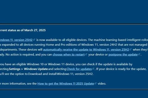 Microsoft bắt đầu tự động nâng cấp Windows 11 25H2 cho người dùng phiên bản 24H2
