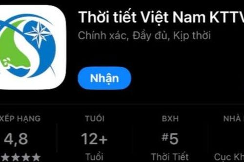 Ứng dụng 'Thời tiết Việt Nam KTTV' cập nhật 10 phút/lần từ hơn 2.600 trạm đo