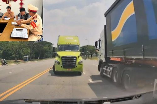 Thót tim vì xe đầu kéo lấn làn, chạy ngược chiều
