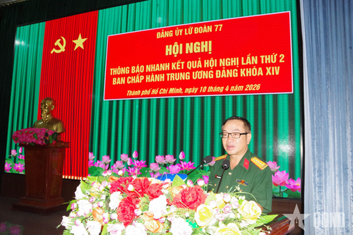 Đảng ủy Lữ đoàn Phòng không 77 (Quân khu 7) thông báo nhanh kết quả Hội nghị Trung ương 2, khóa XIV của Đảng