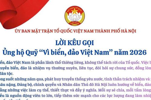 MTTQ TP. Hà Nội: Kêu gọi ủng hộ Quỹ 'Vì biển, đảo Việt Nam' năm 2026