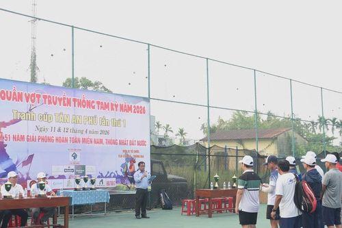 Hơn 100 tay vợt dự tranh Giải quần vợt Tam Kỳ mở rộng năm 2026 tranh cúp Tân An Phú