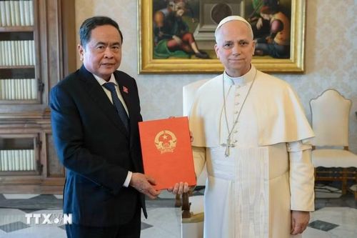 Chủ tịch Quốc hội Trần Thanh Mẫn hội kiến Giáo hoàng Tòa thánh Vatican Leo XIV